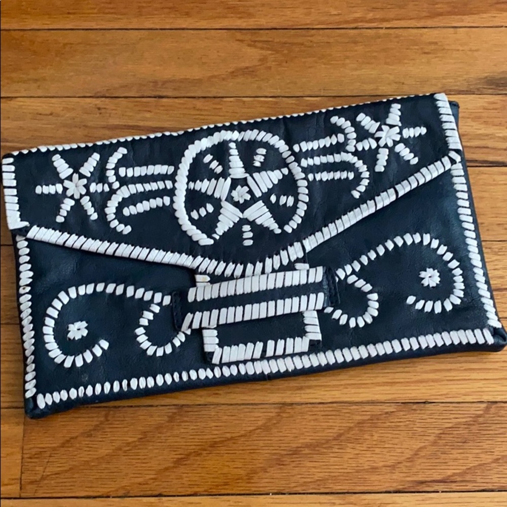 Gorgeous navy leather clutch